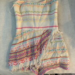 Colorful Embroidered Strapless Dress